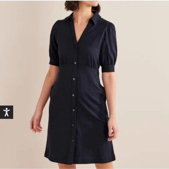 Boden Button Down Dress In Navy Blue Size 4 - Picture 1 of 13